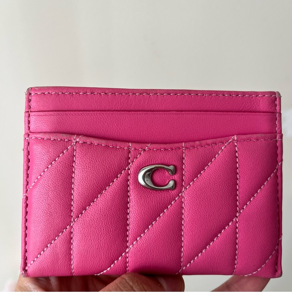 Coach Pink Quilted Card Holder